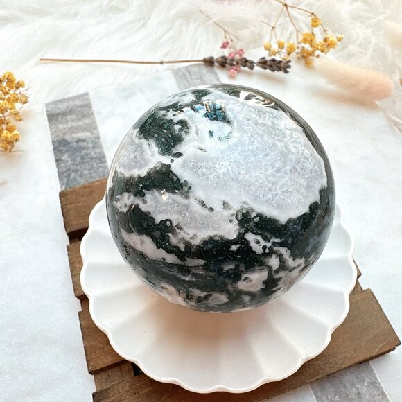 Gorgeous Moss Agate Sphere - Picture 8 of 8